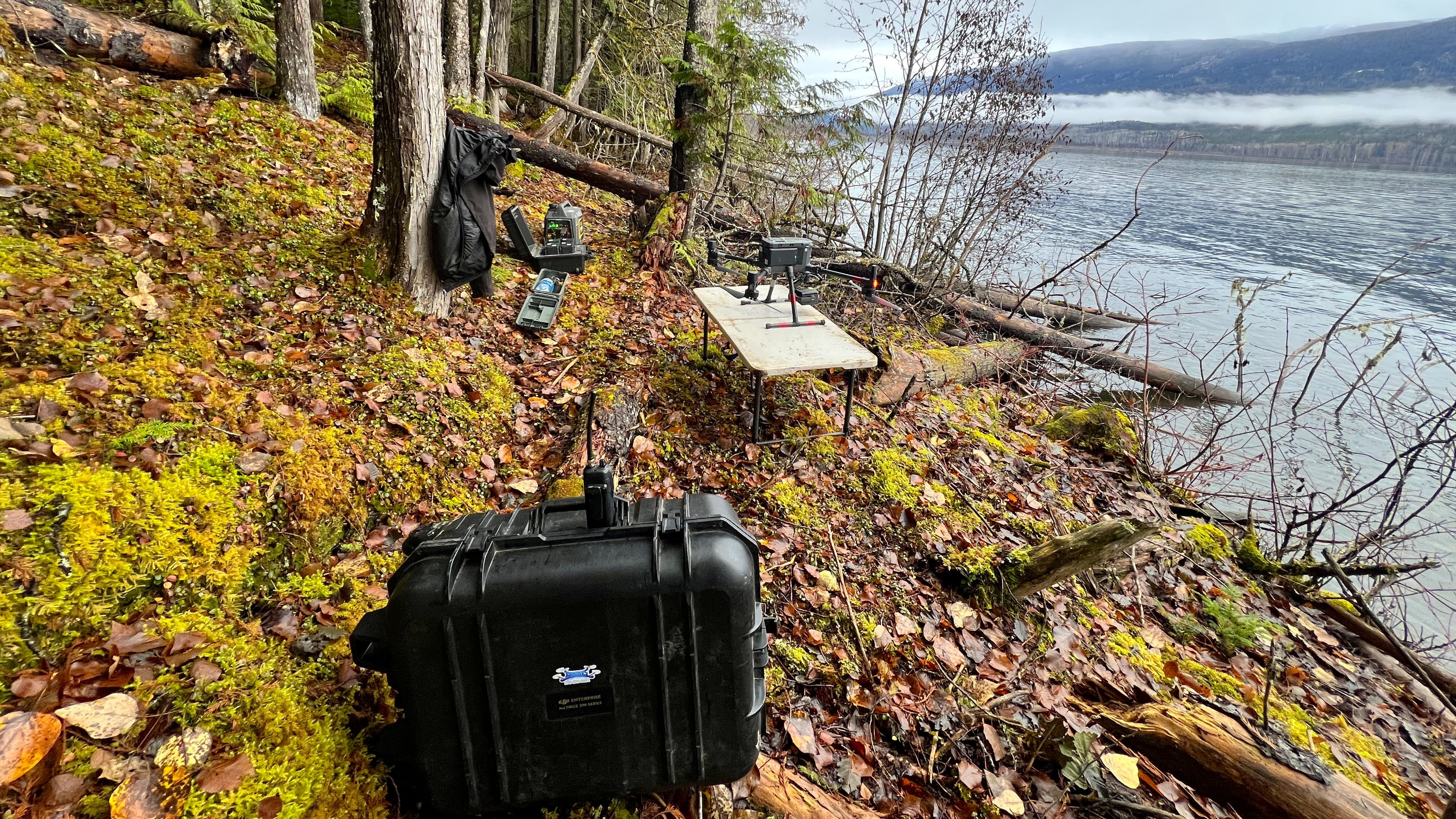 Airrays team and equipment in the field in Northern BC
